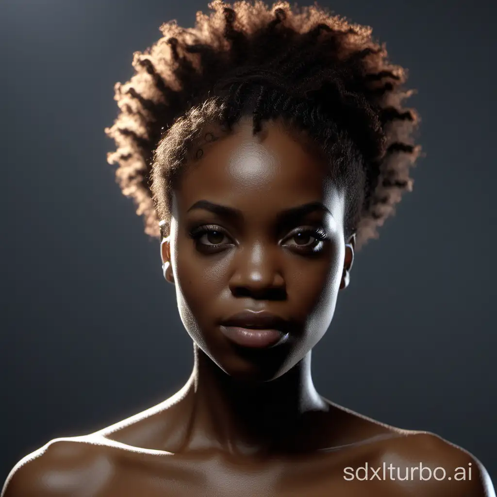 high quality , 4k resolution, extremely detailed, portrait, black female human, studio  lightning