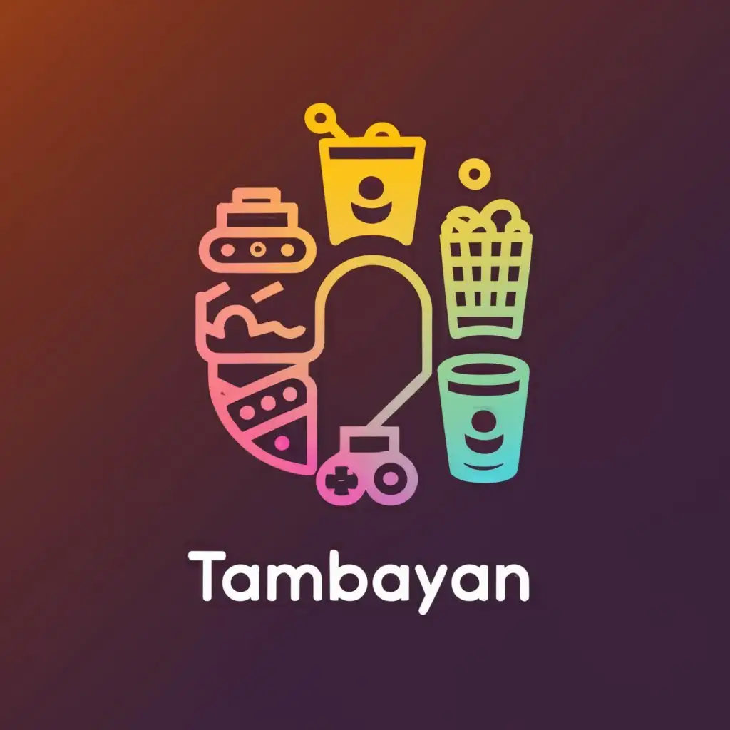 a logo design,with the text "tamBayan", main symbol:gaming, karaoke, movie watching, photoboot, snacks,Minimalistic,be used in Entertainment industry,clear background