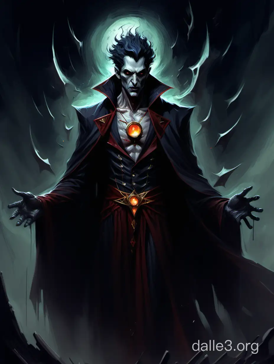 an abstract expressionist painting of hyperion, lord of all vampires, tarot card, trending on artstation, digital painting, character concept art portrait, scary