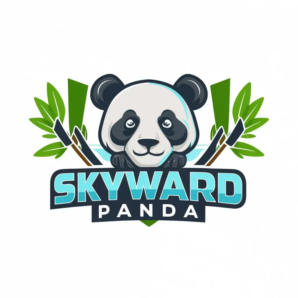 logo, panda, with the text "Skyward Panda", typography