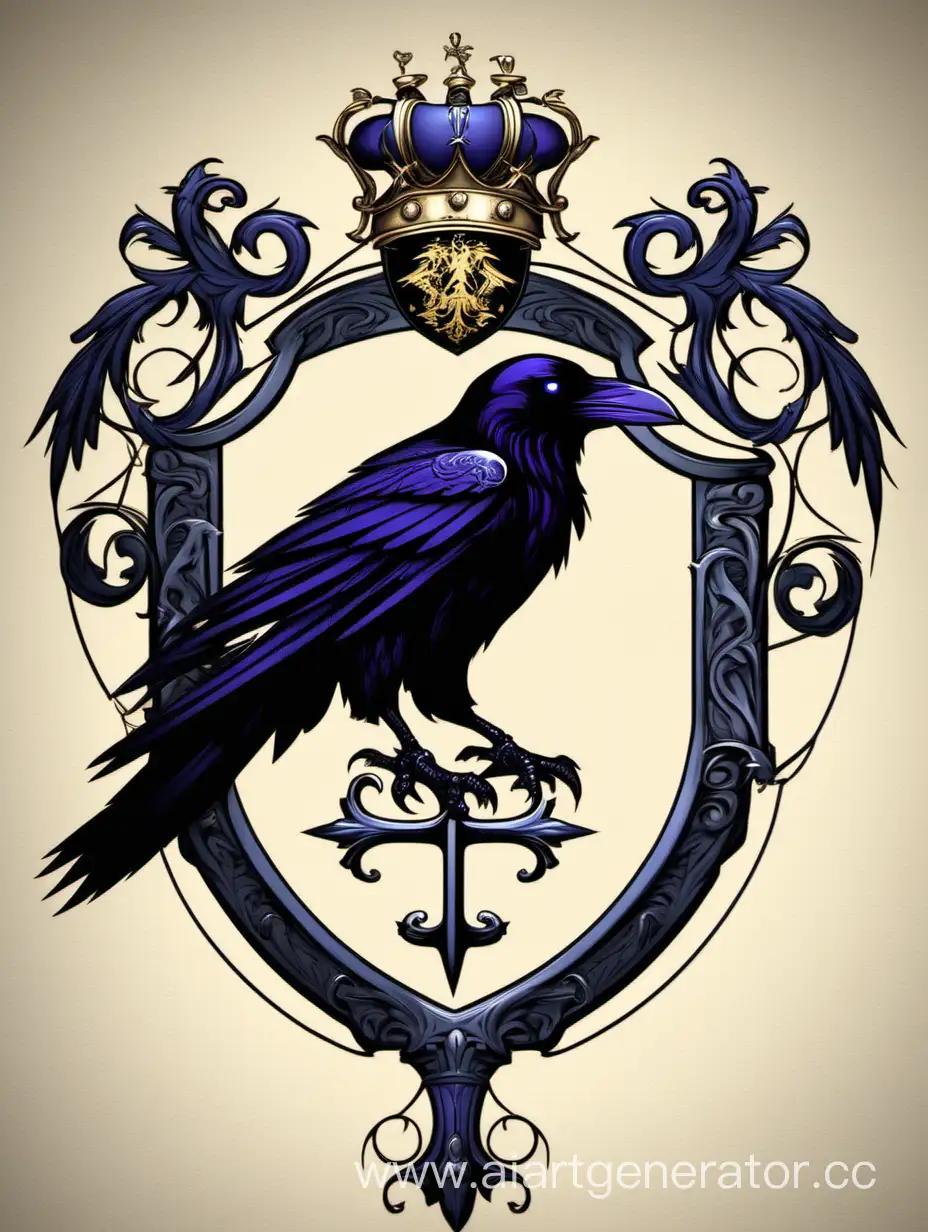 Fantasy-Family-Crest-with-Raven-Mystical-Symbol-of-Unity