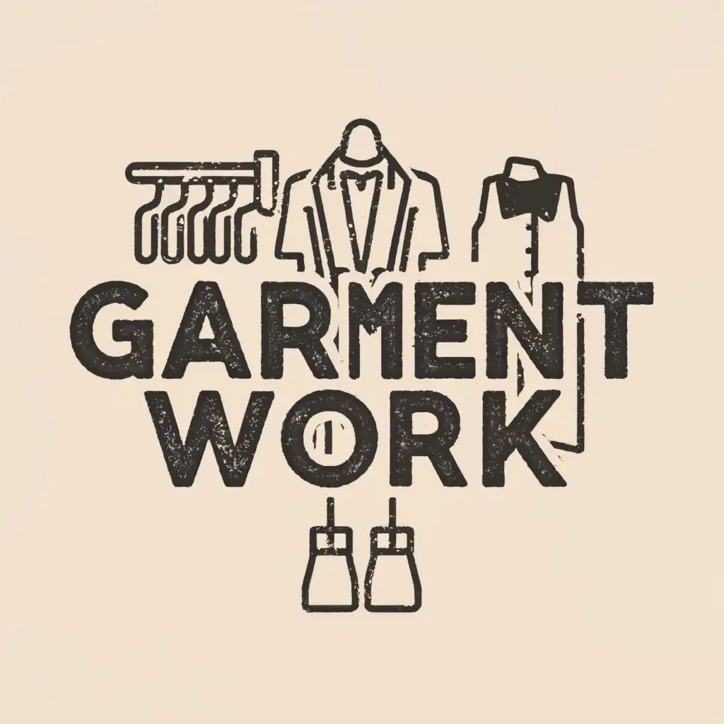logo, wardrobe, with the text "GARMENT WORK", typography
