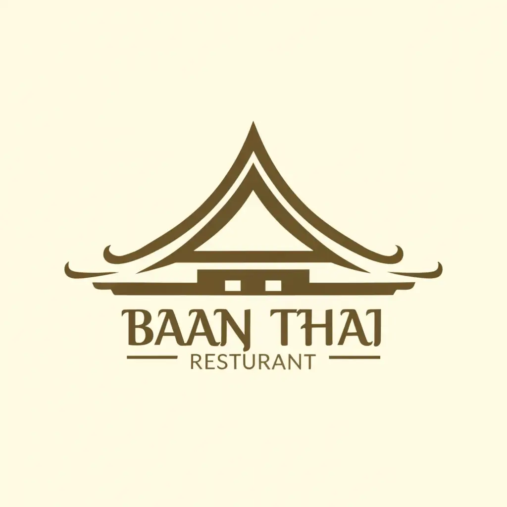 a logo design,with the text "Baan Thai", main symbol:Roof top from Thailand, light colors,Moderate,be used in Restaurant industry,clear background