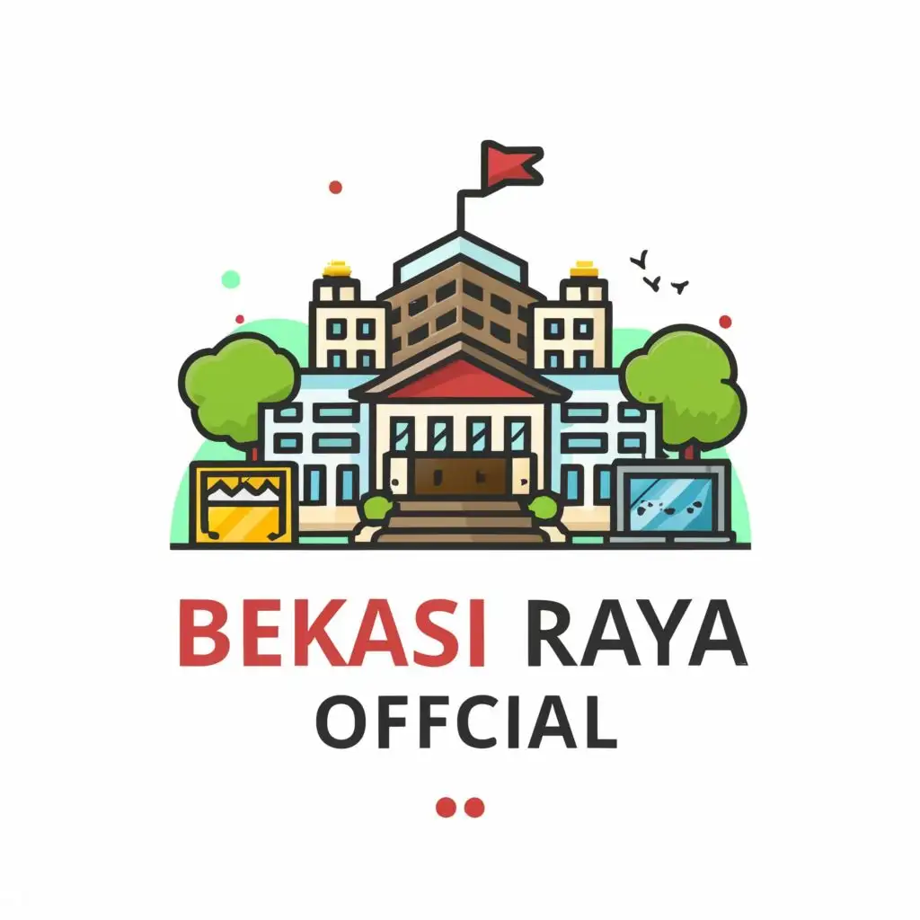 logo, Building, computer, money color emad, with the text "Bekasi Raya Official", typography, be used in Education industry