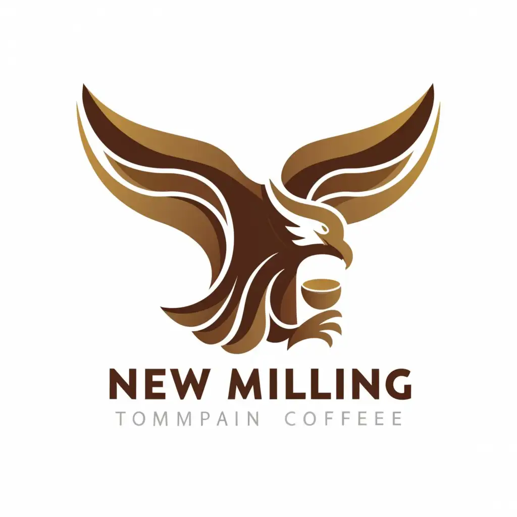 a logo design,with the text "New Milling", main symbol:Eagle drinking coffee,Minimalistic,be used in Restaurant industry,clear background