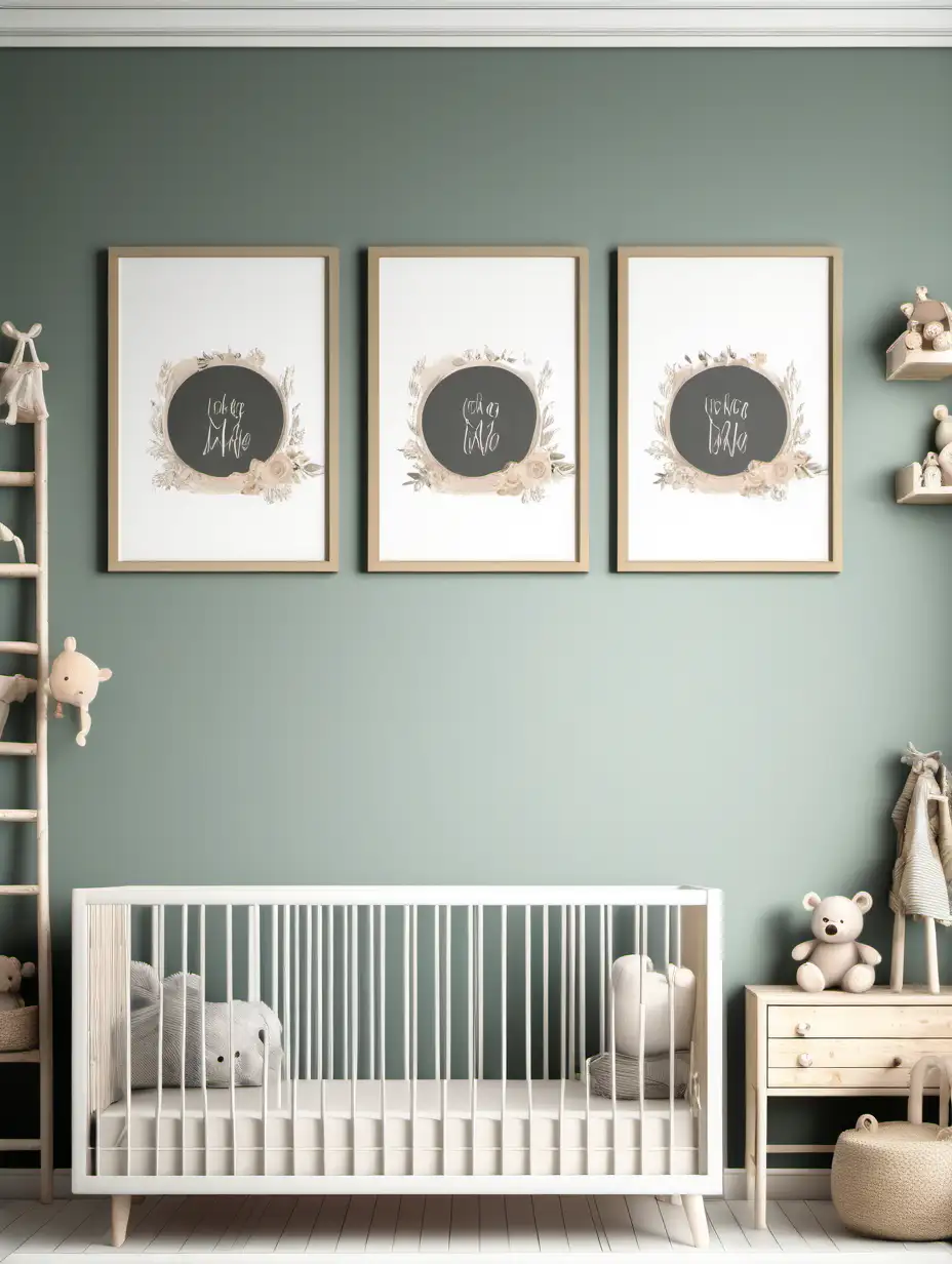 Charming Nursery Room Mockup with Elegant Photo Frames