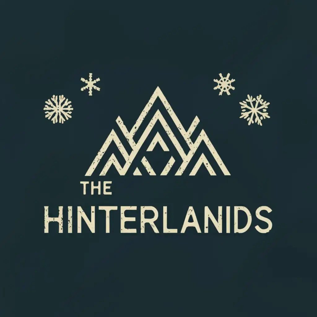 a logo design,with the text "The Hinterlands", main symbol:Snowy Mountain,complex,clear background