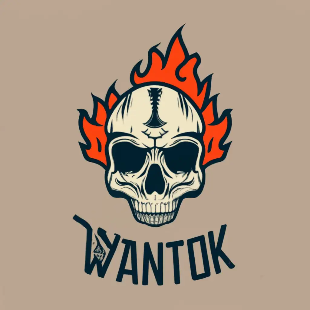 logo, Flaming Skull, with the text "WANTOK - Kanaka", typography