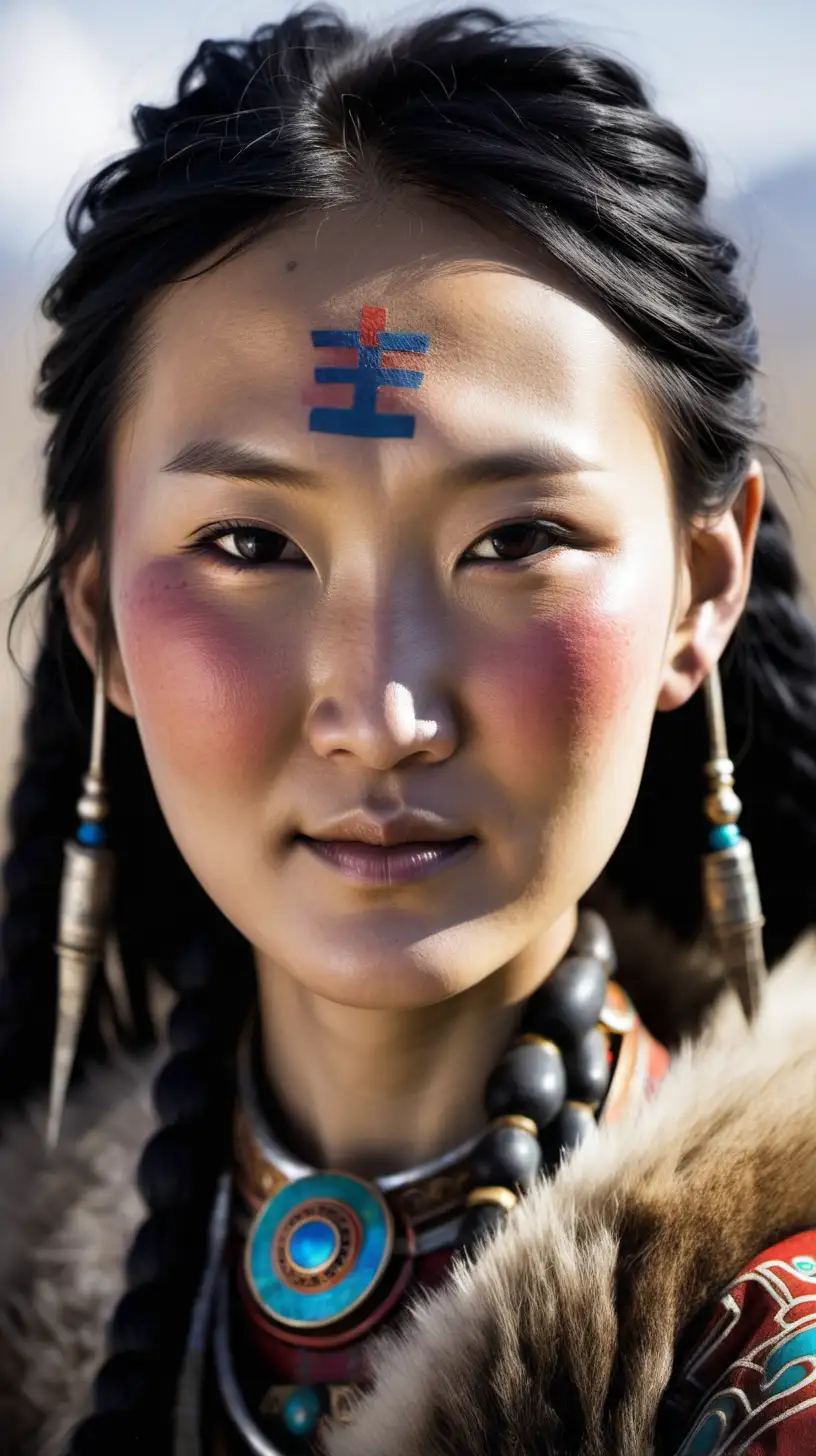 Vibrant Life Portrait of an Ancient Mongolian Woman with Alluring Presence