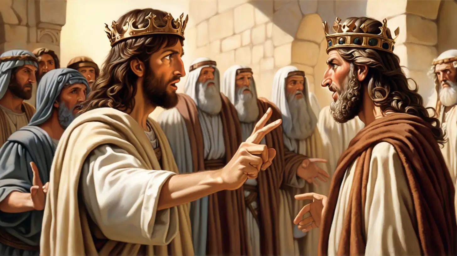 when King David was confronted by the prophet Nathan. Jesus wanted people to be aware of their own shortcomings before pointing fingers at others.
