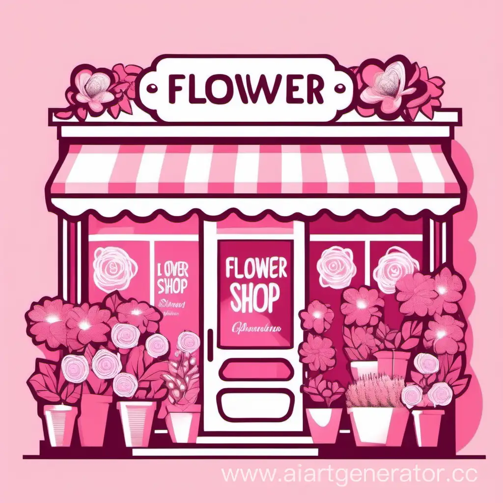 Аватарка для цветочного магазина в бело-розовых цветах с названием