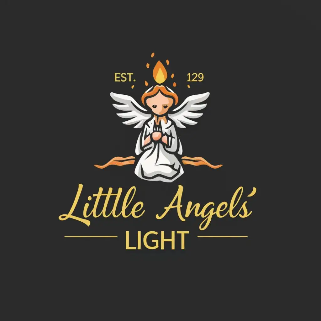 LOGO-Design-For-Little-Angels-Light-Heavenly-Angel-and-Illuminating-Candle-in-Moderate-Design