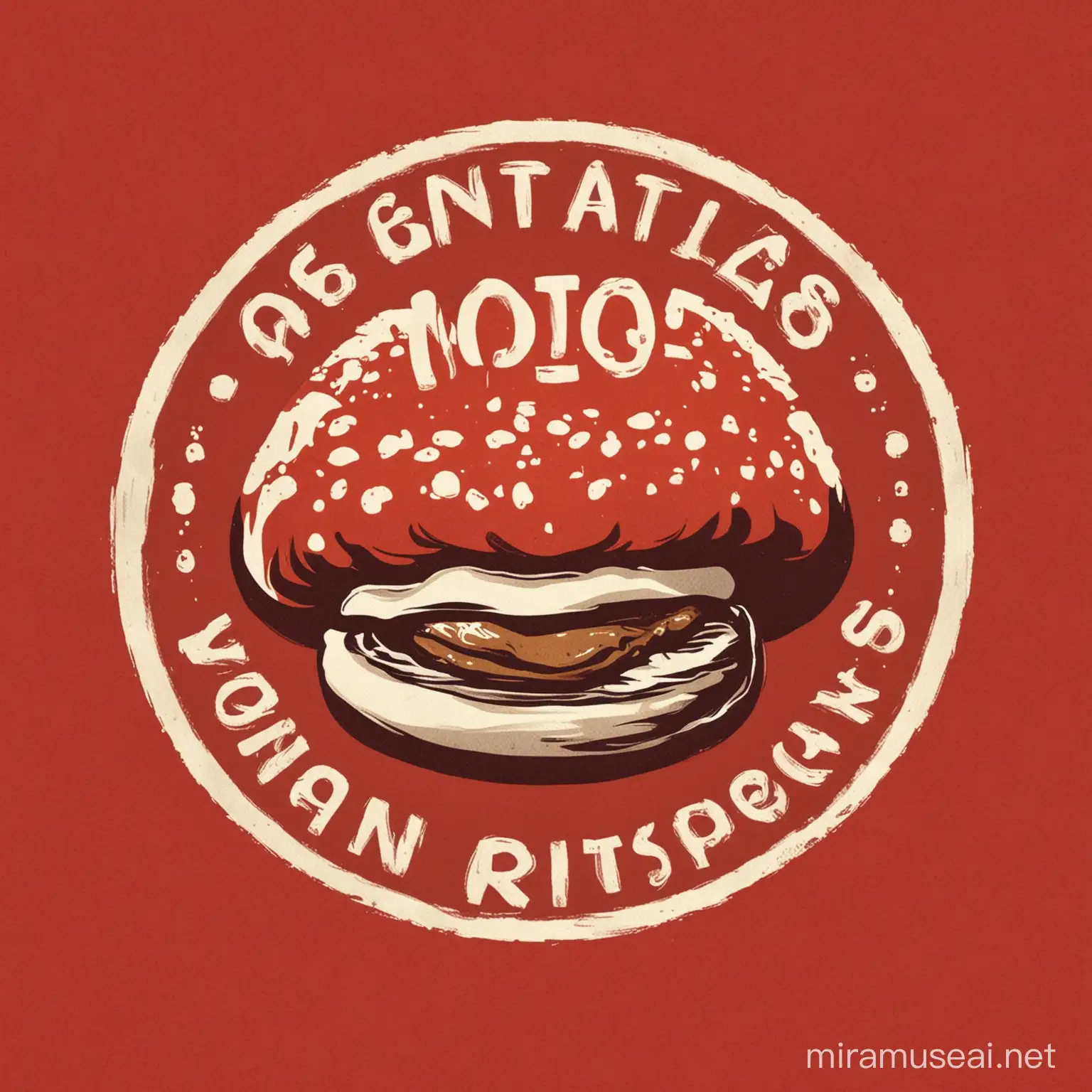 I'm looking for a logo for my upcoming vegan burger stand. The restuarant will be called MOE's (Mushrooms On Everything) I would like to incoporate mushrooms, burger bun and a red sauce on top within the logo.