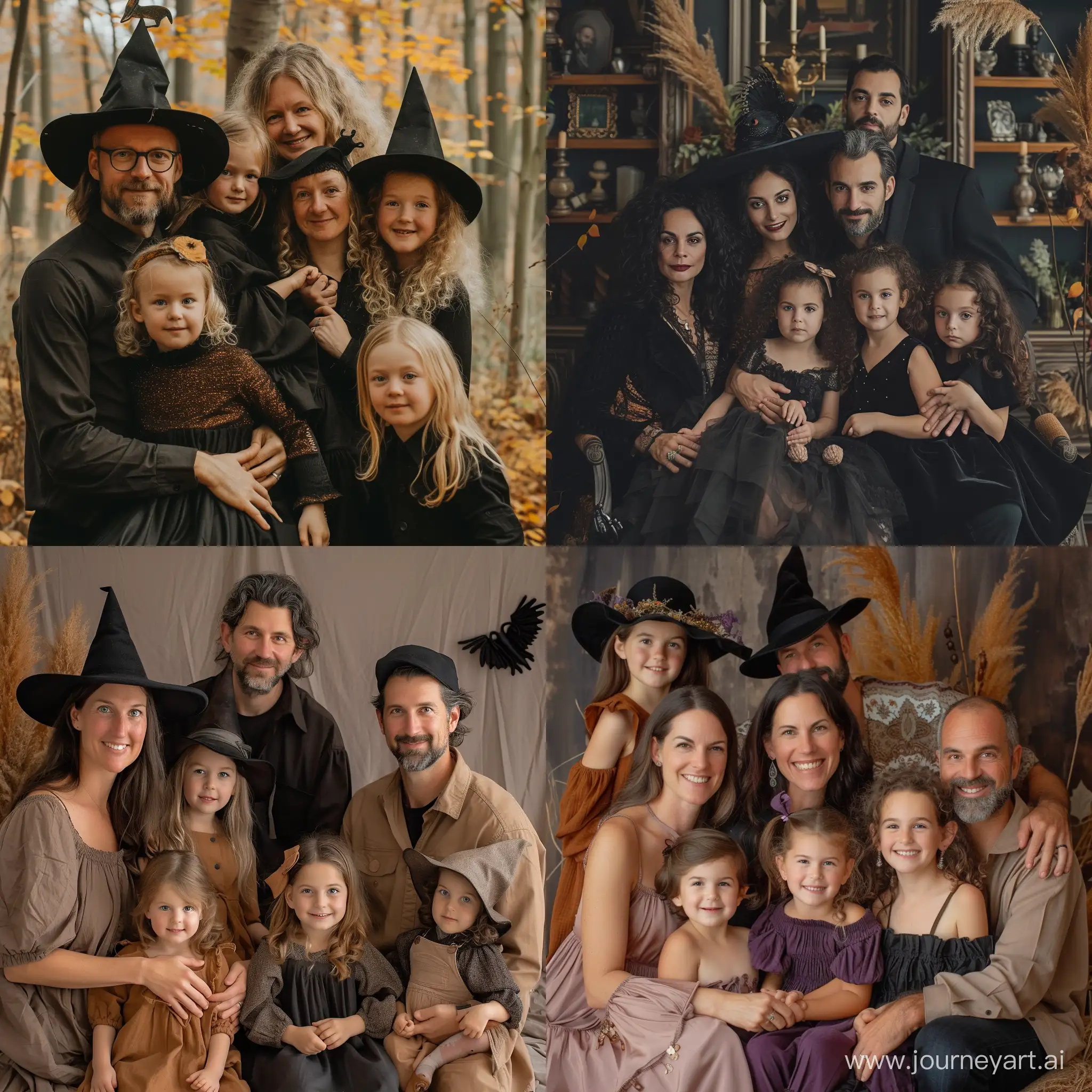 a family photo witch includes man, woman, 2 little girls and one little boy