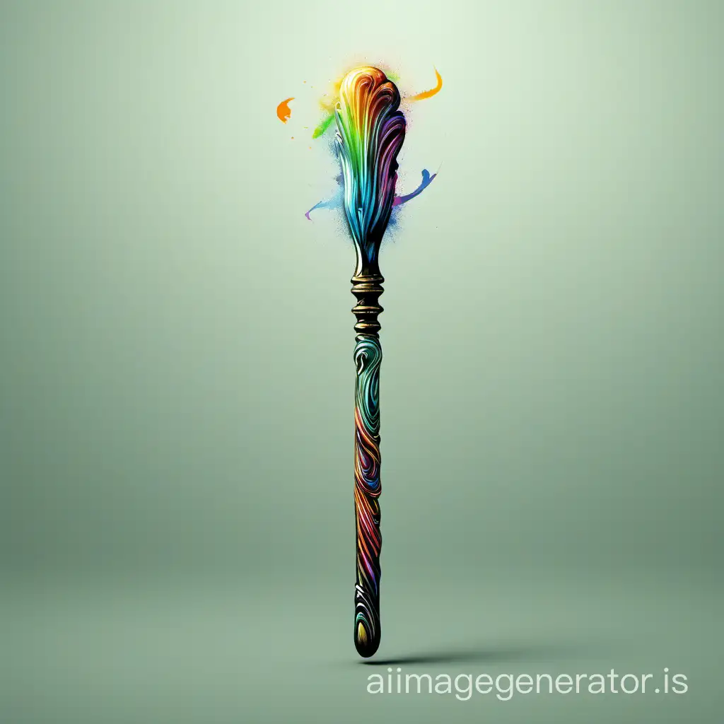 A image of a magical cane in the style of a paint brush