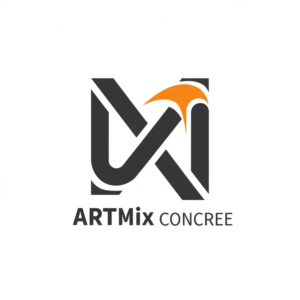 a logo design,with the text "ART MIX CONCRETE", main symbol:letters U and N,Minimalistic,clear background