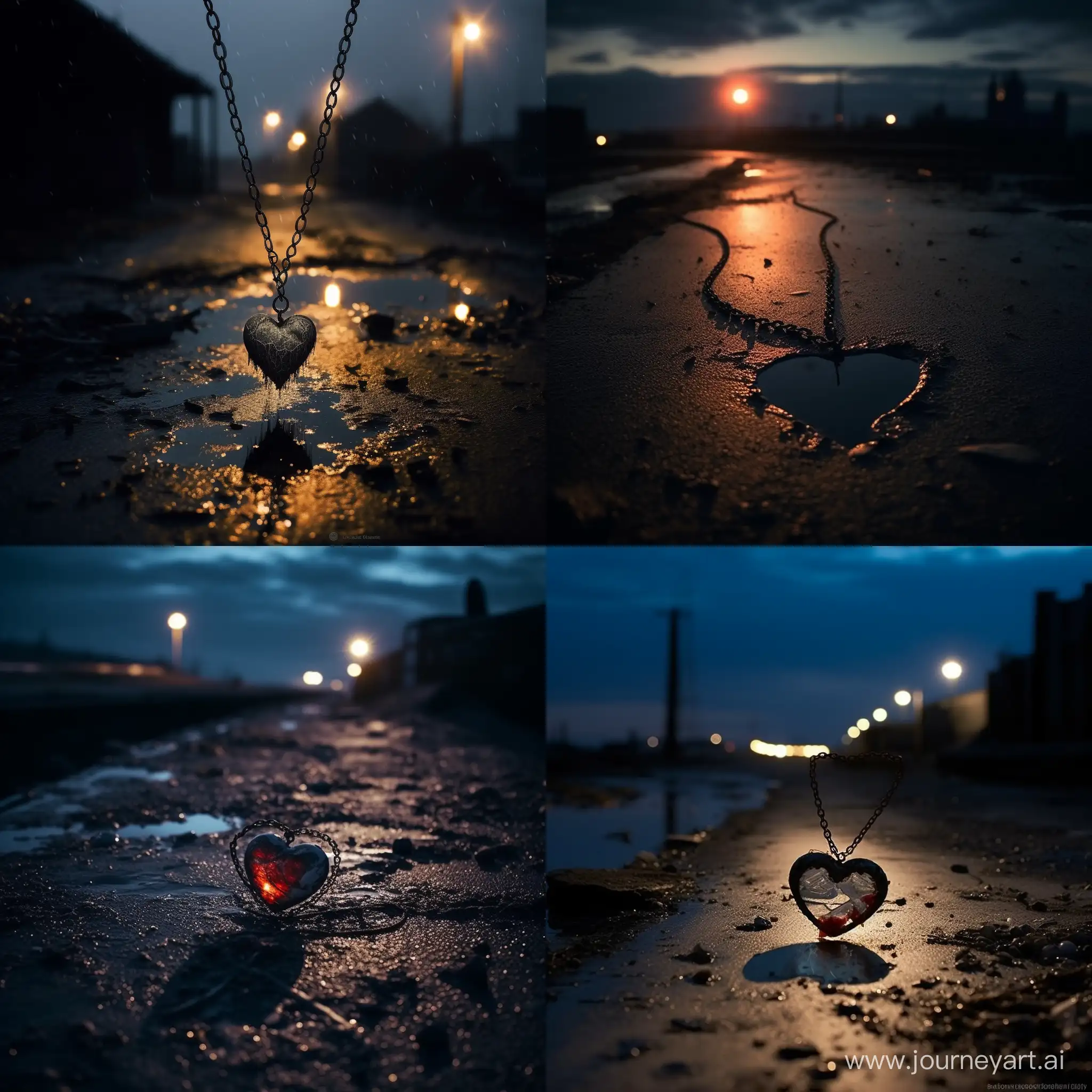 Lonely-Heart-Necklace-in-Rainy-Night
