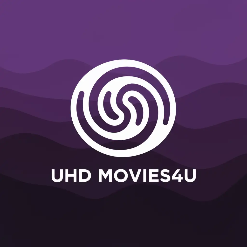 a logo design,with the text "uhdmovies4u", main symbol:purple white with landscape format,complex,be used in Entertainment industry,clear background