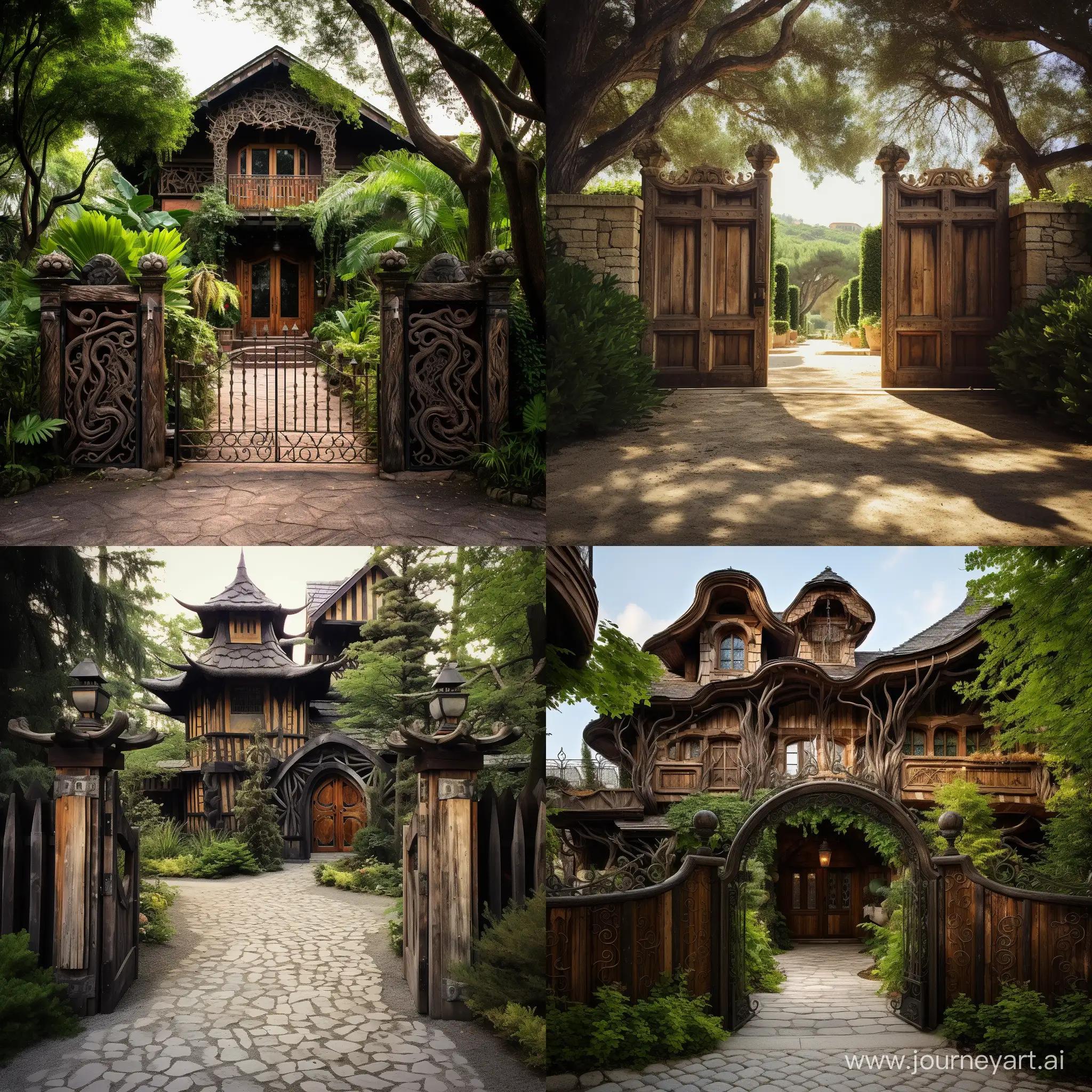 Rustic-Villa-Gate-with-Closed-Wooden-Surroundings-Tranquil-Welcome