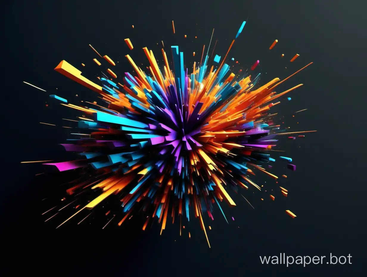 abstract 3d  Explosion of colors dark wallpaper