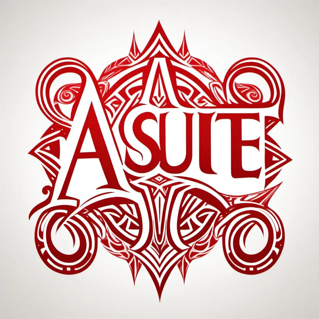 Bold Scarlet Red Tribal ASuite Logo on Transparent White Background