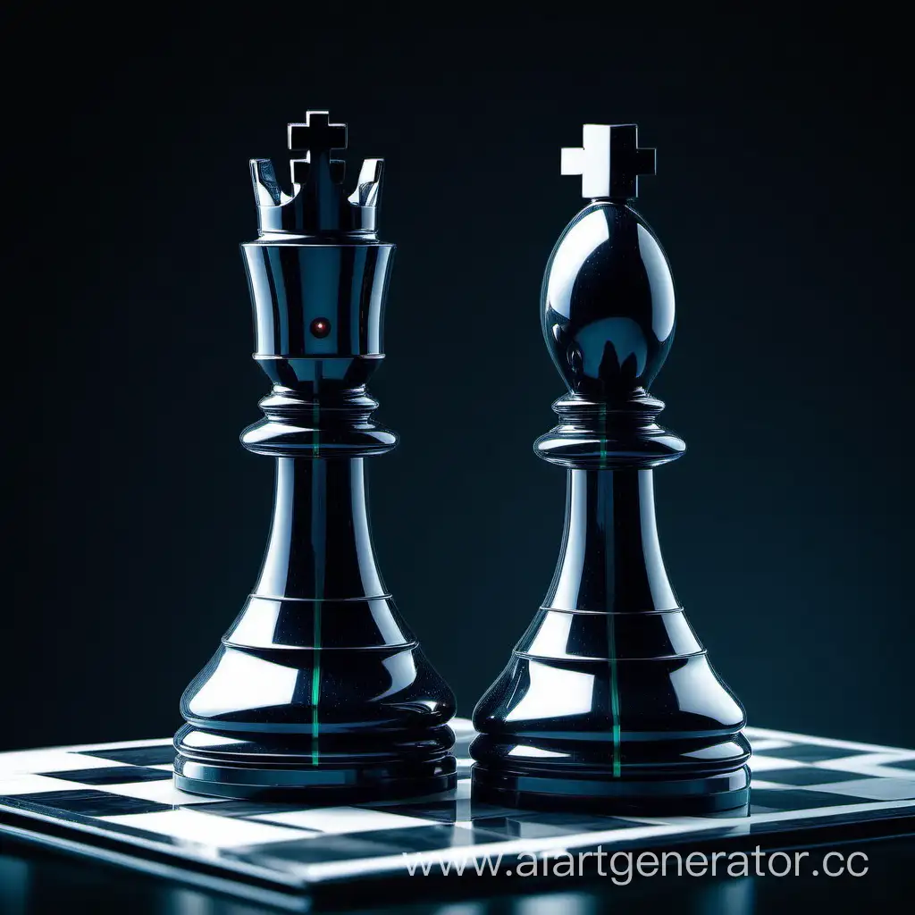 Futuristic-Chess-Pieces-in-a-Dazzling-Battle