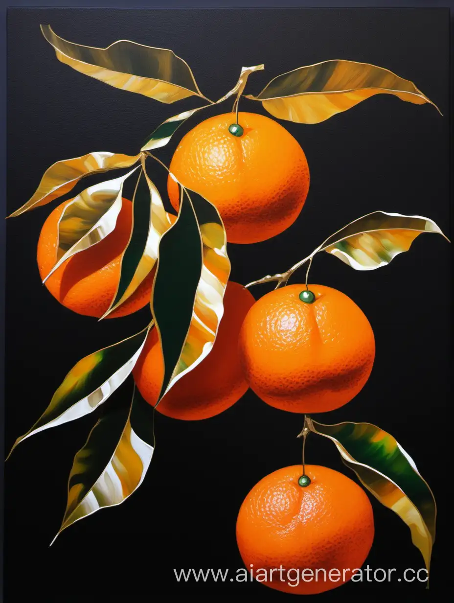 Vibrant-Mandarin-Oranges-on-Dark-Canvas-Painting