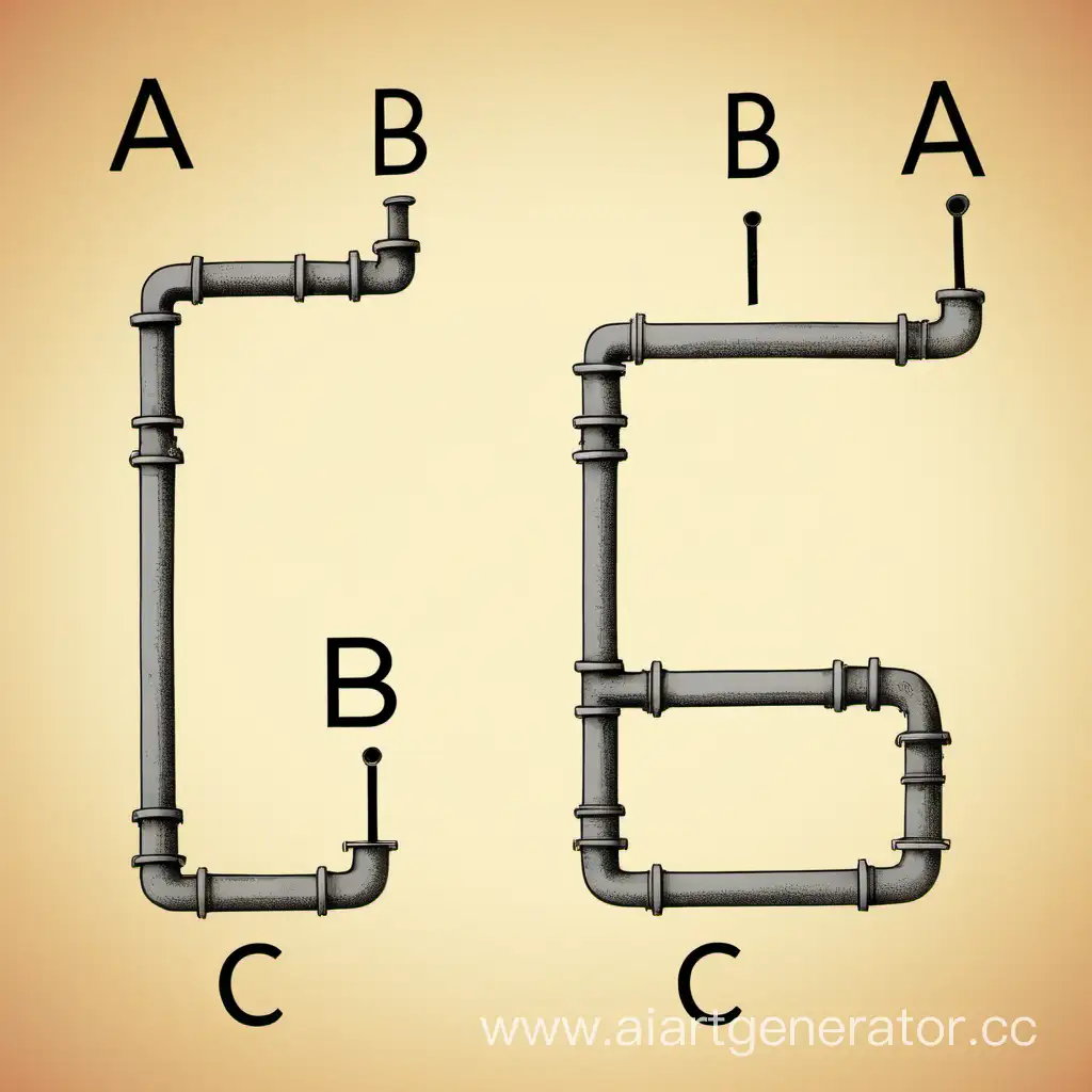 нарисуй трубу, на которой сидят в один ряд буквы A, B, C