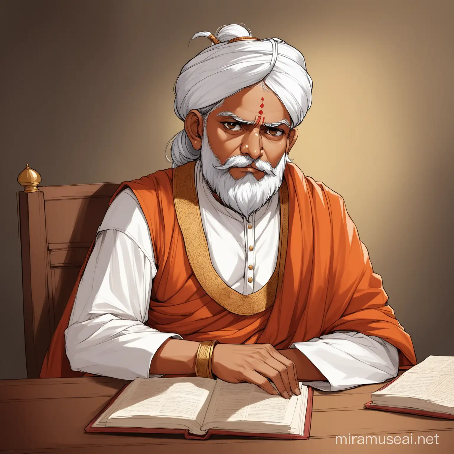 South Indian Medieval Minister Contemplating a Solution