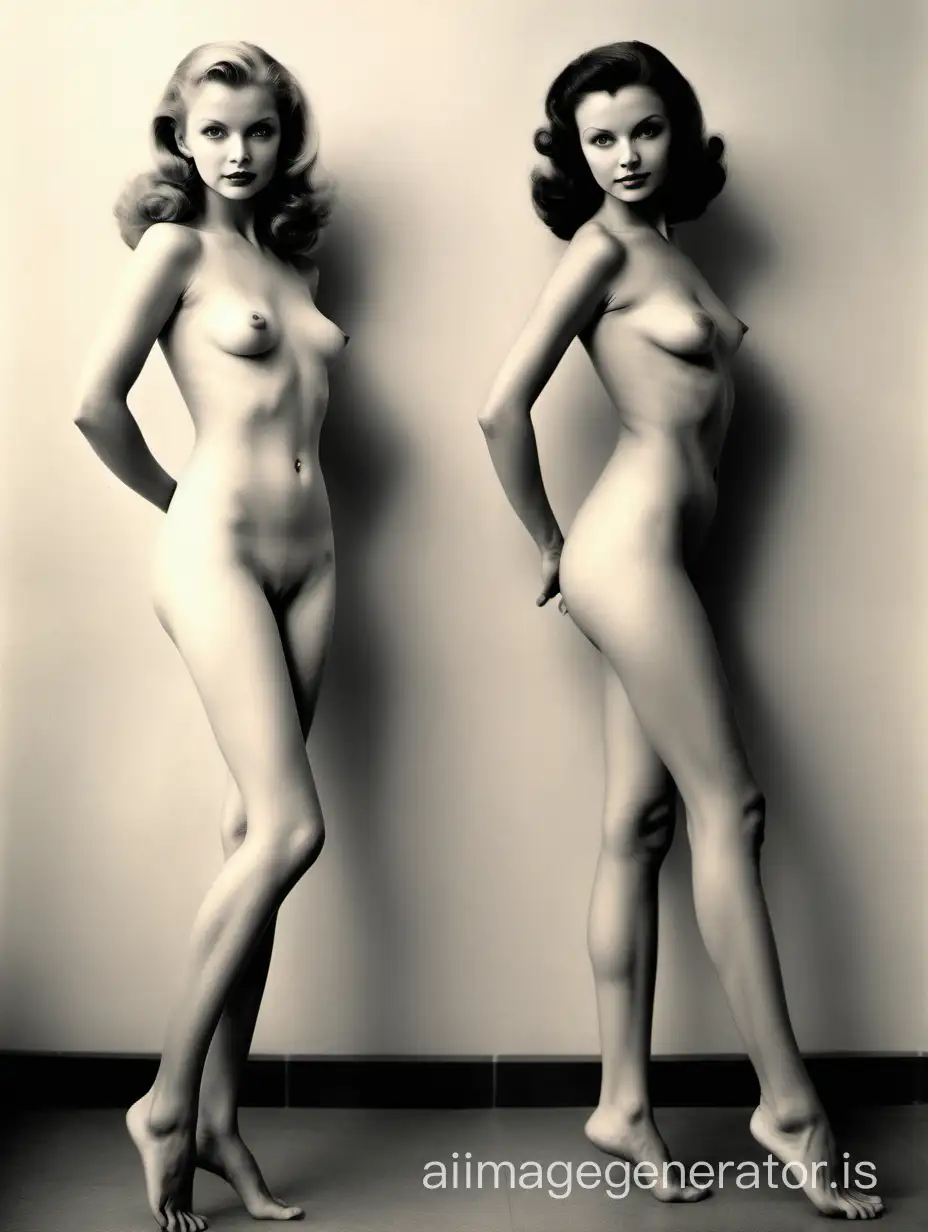 Graceful Pose of Young Virna Lisi and Vivien Leigh in Elegant Studio  Lighting | AI Image Generator