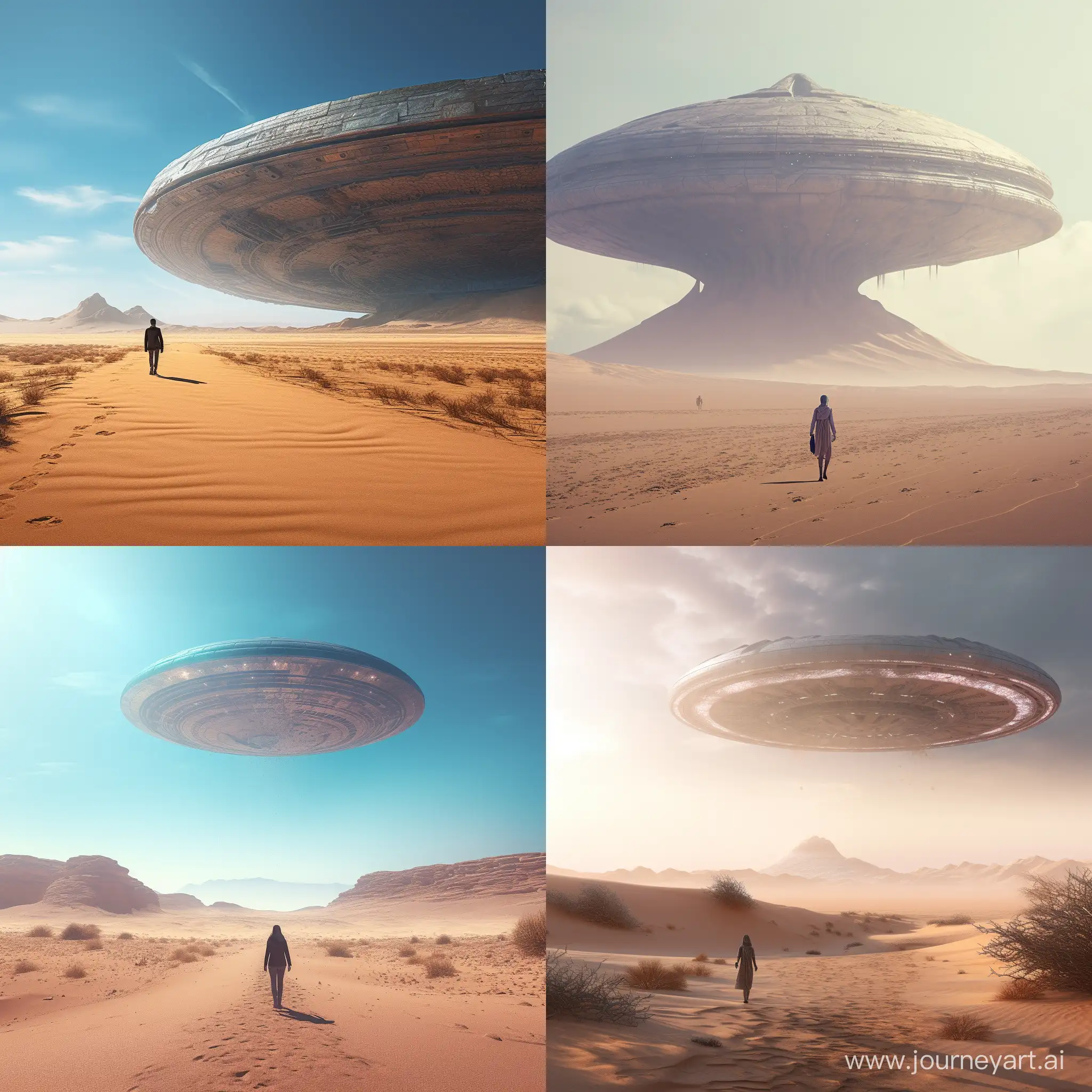 Solitary-Desert-Wanderer-Encounters-Photorealistic-Alien-Ship