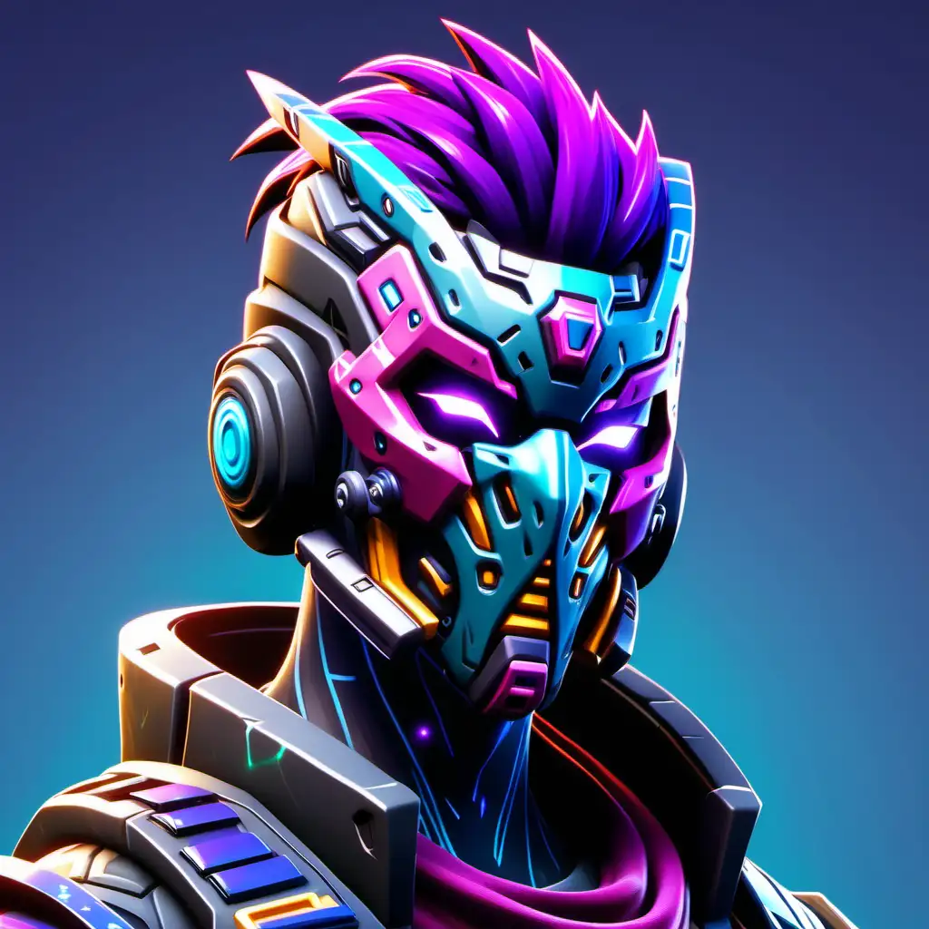 Cyberpunk Samurai Mecha Mask Skin in GalaxyThemed Fortnite Style