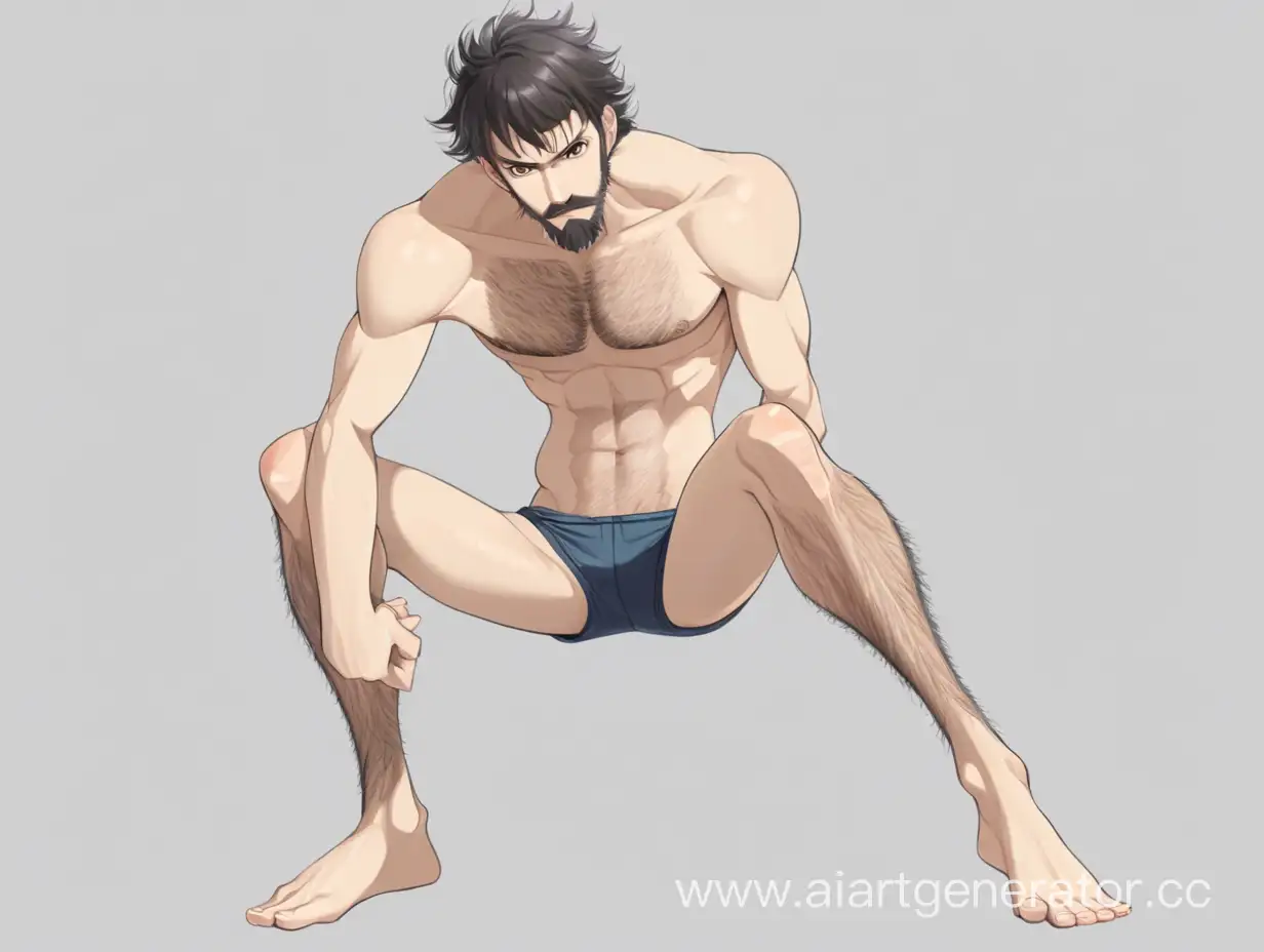 Anime man with hairy legs