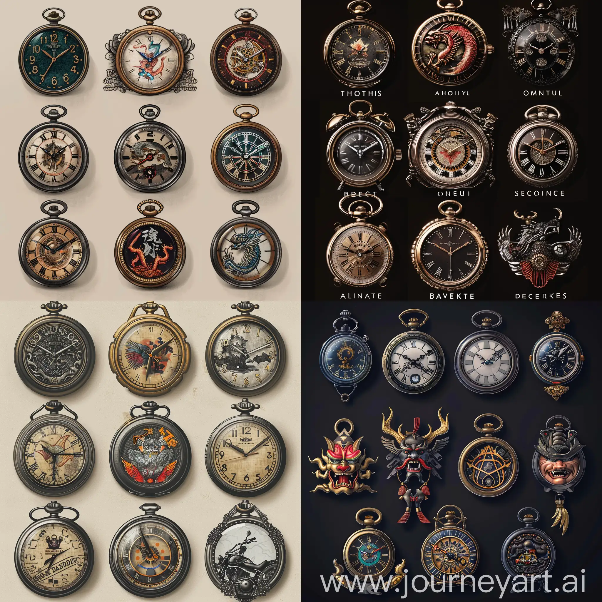 Japanese-and-Chinese-Inspired-Artifacts-Pocket-Watches-and-Harley-Davidson