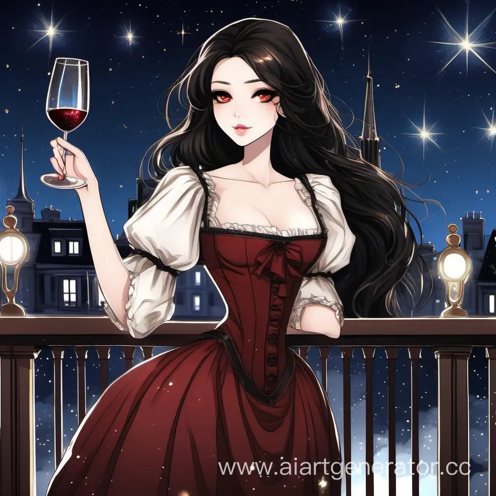Elegant-Night-Starlight-Enigmatic-Beauty-in-18thCentury-Red-Dress