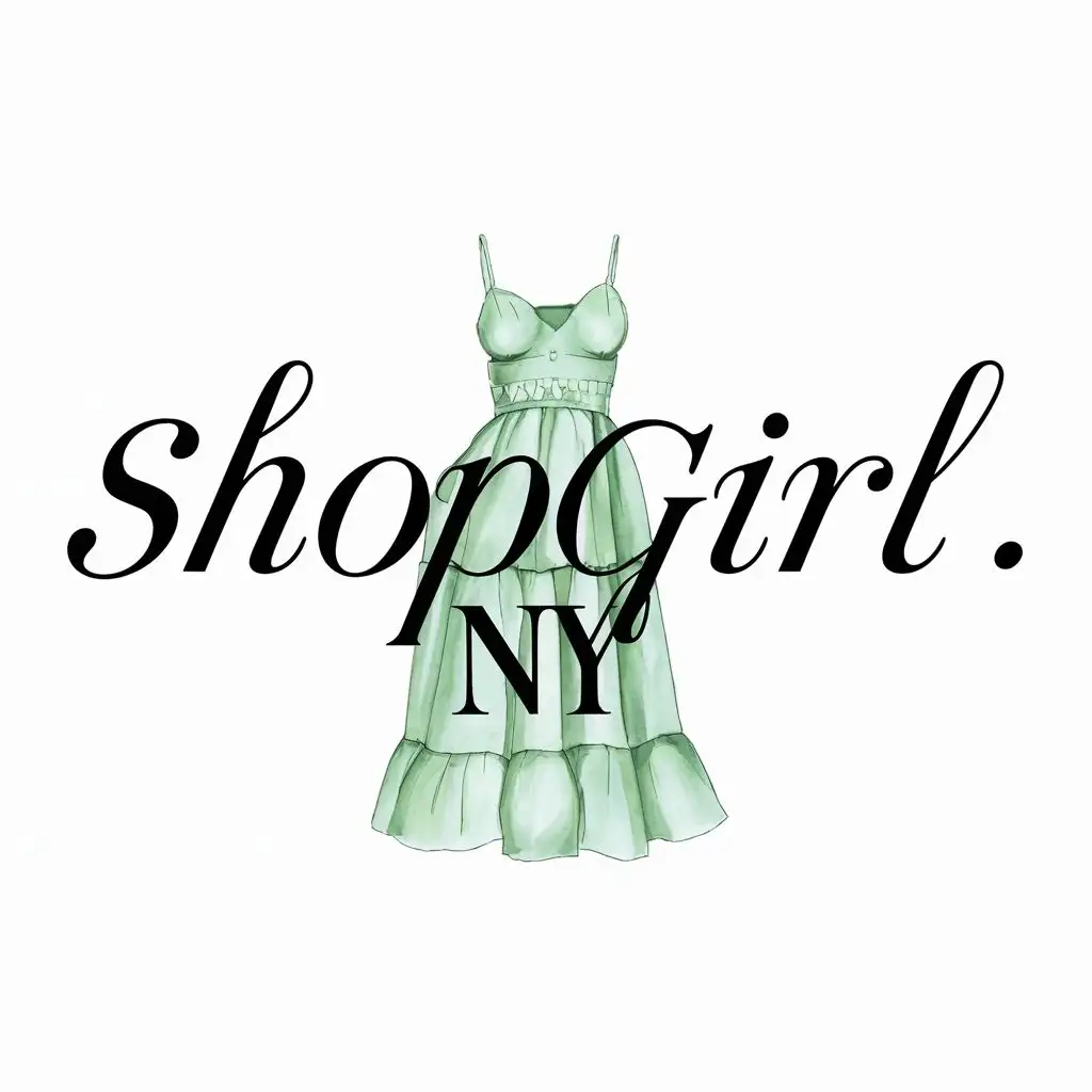 LOGO-Design-For-ShopGirl-NY-Elegant-Typography-with-Fashionable-Dresses-for-Retail-Industry
