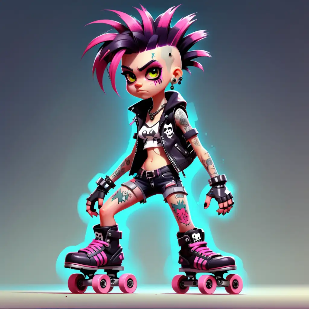 Pixel Art Punk Character Rollerblading