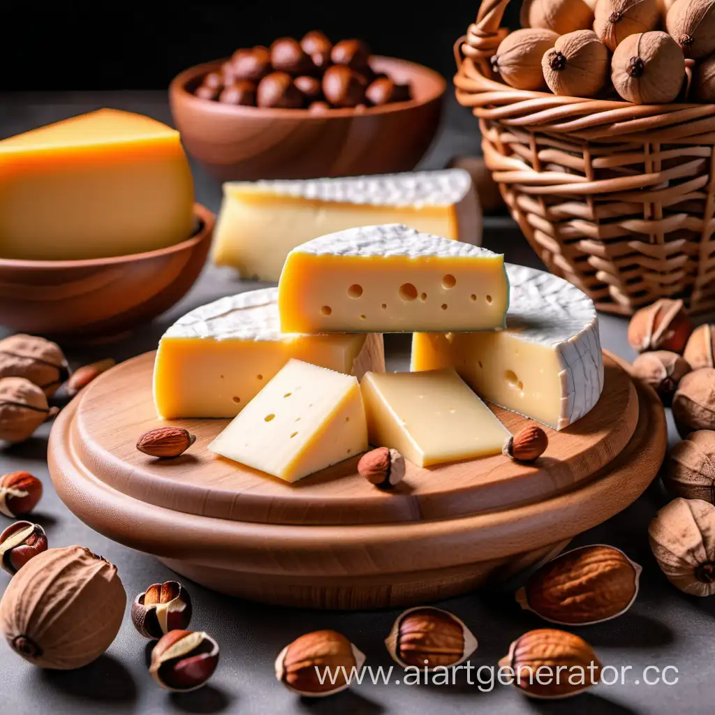 Forest-Nut-Flavored-Cheese-Displayed-with-Surrounding-Baskets