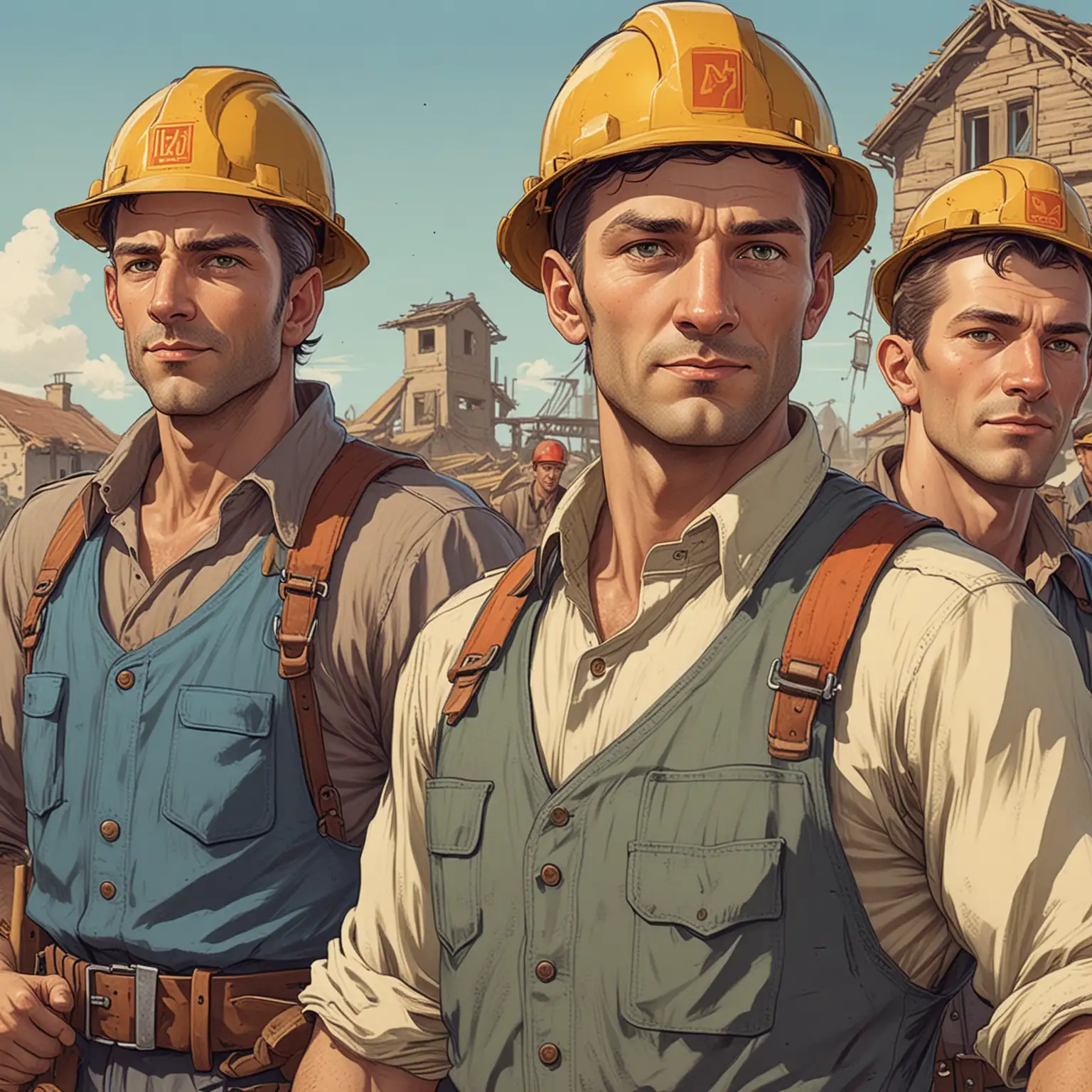 1940s Themed ComicStyle Village Construction Workers Strategy Game Avatar