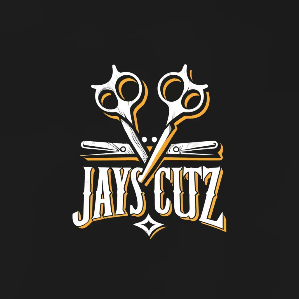 a logo design,with the text "Jays Cutz", main symbol:barbershop scissors,complex,be used in Beauty Spa industry,clear background