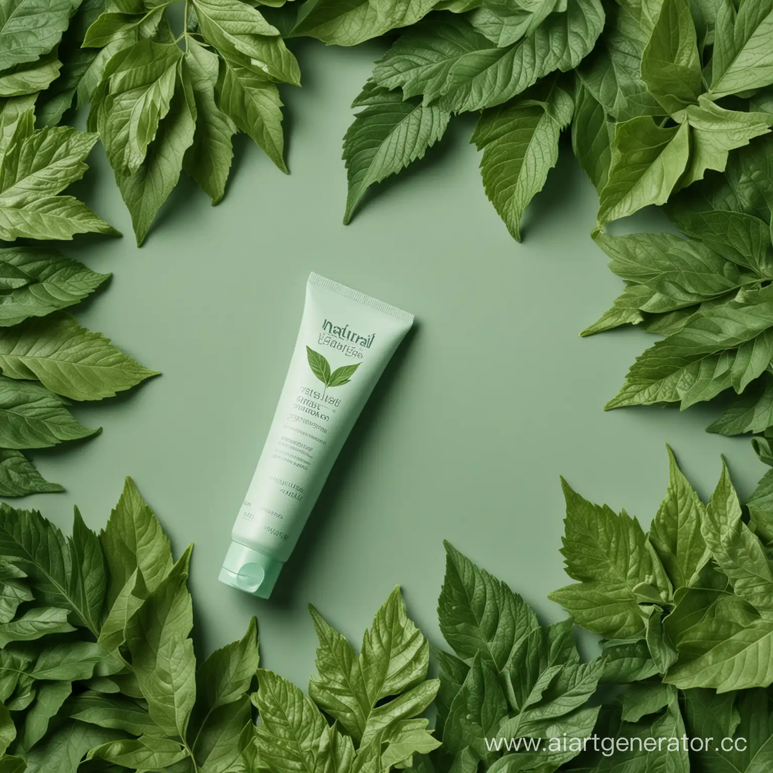 Organic-Natural-Toothpaste-on-Green-Leaf-Background