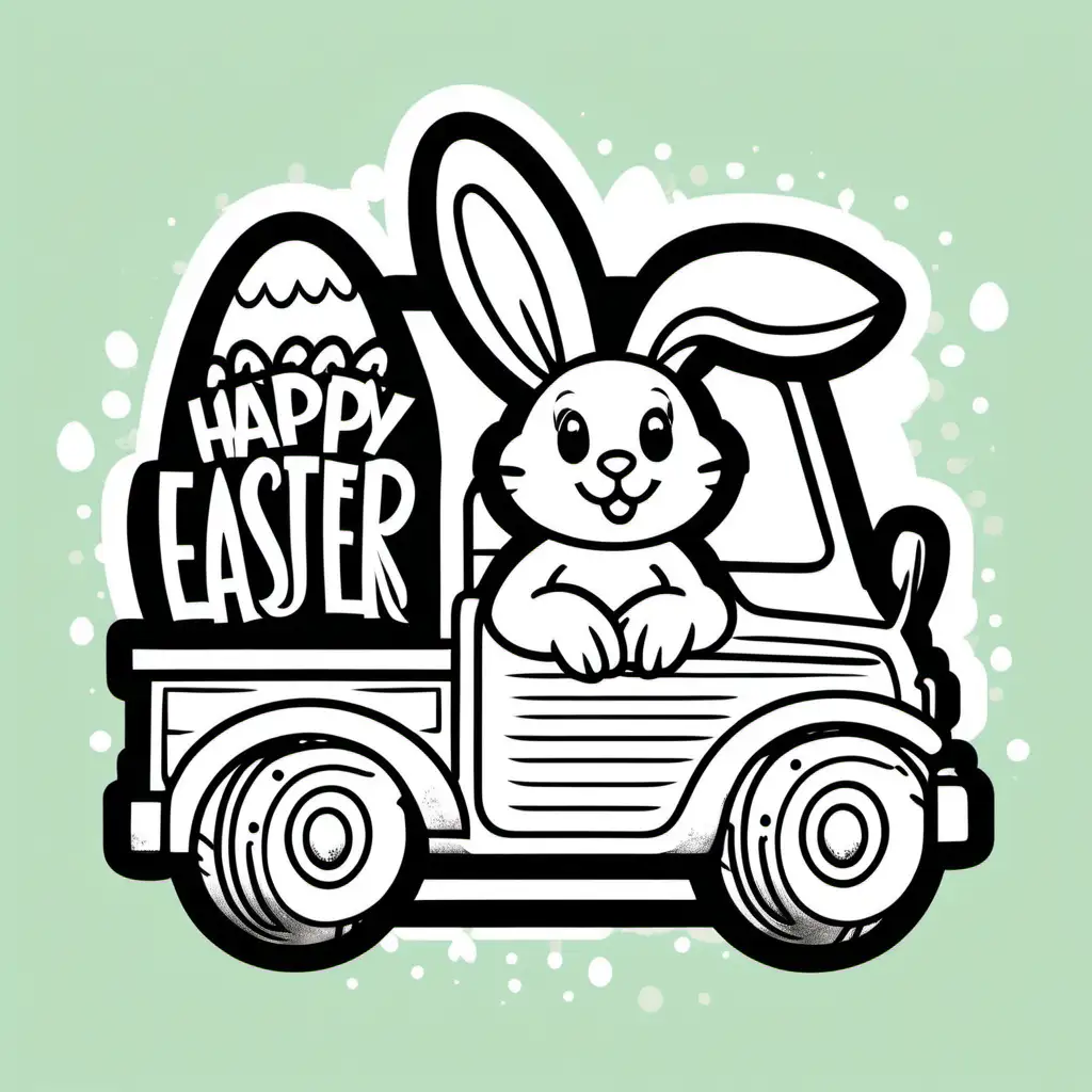 Joyful Easter Bunny Delivery with Bold Outlines