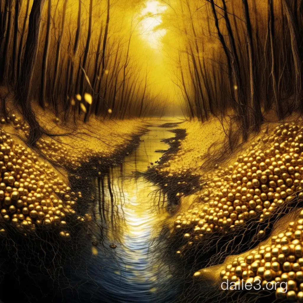 The golden river through which the eyes flow, horror, forest berries,