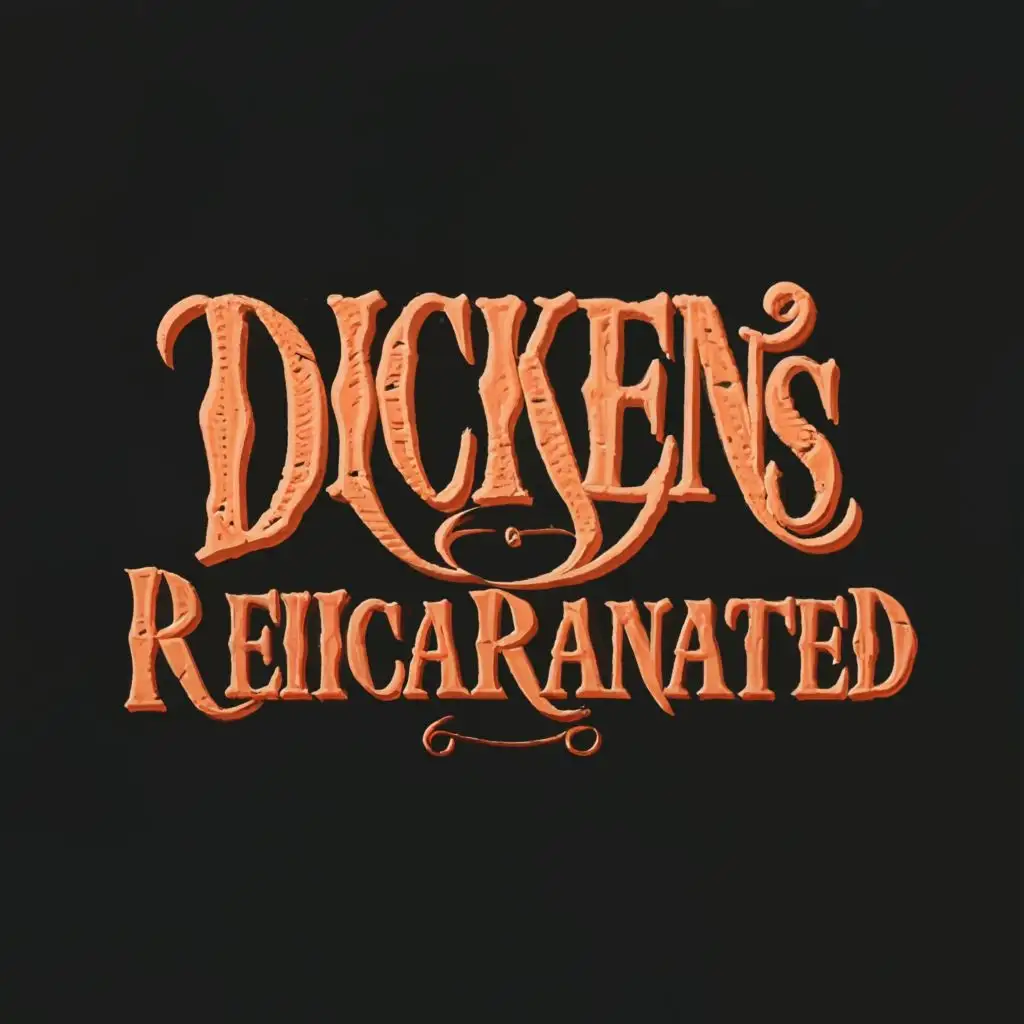 logo, Horror, with the text "Dickens Reincarnated", typography, be used in Internet industry
