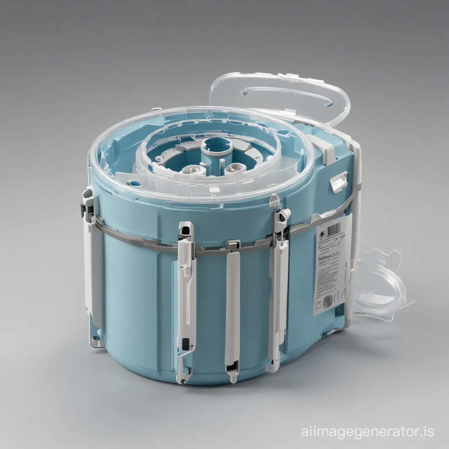 Design a portable vaccine carrier in cylindrical form with twisting opening for lid , provided with icepack and racks for vaccine vials to keep safely 