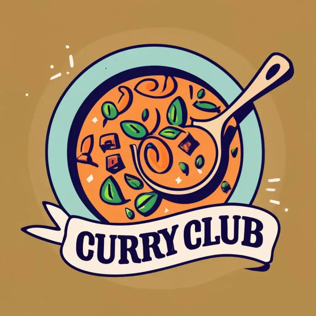 LOGO-Design-for-Curry-Club-Vibrant-0f4b7d-Background-with-Stylish-Typography