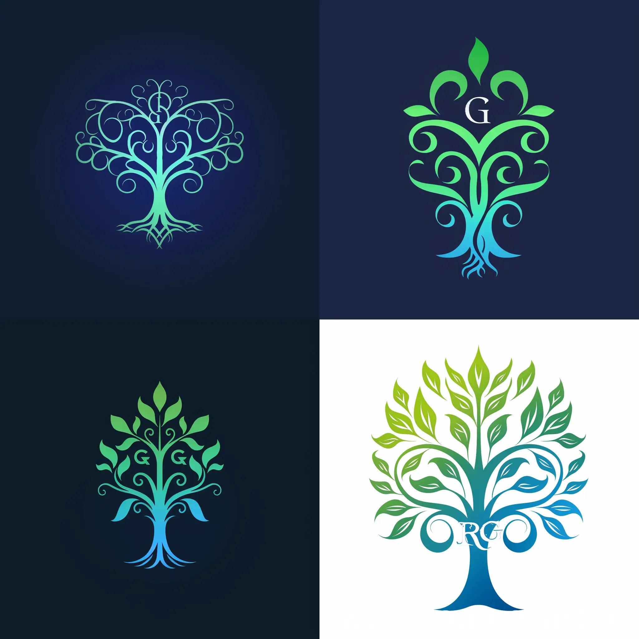 A symbol that combines Rafael Goffi's initials "RG" in a stylized way, forming a tree. The tree symbolizes growth, strength and connection with nature, while the initials represent Rafael's personal identity. The choice of colors can be green, which refers to nature and hope, and blue, which conveys confidence and stability.