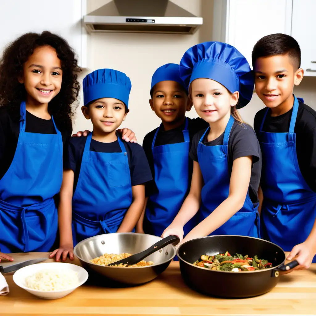 Multicultural Children Learning to Cook in a Kitchen Setting
