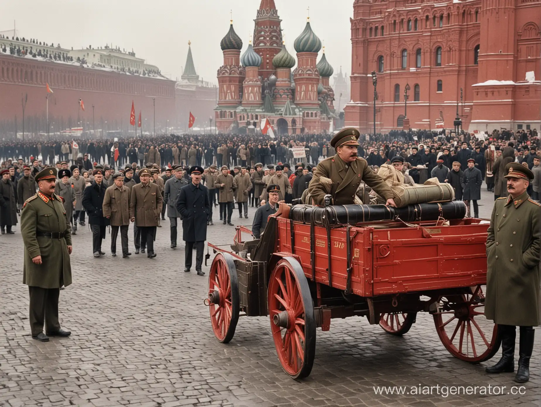 Historic-Moment-Stalin-Introduces-Innovative-Cart-at-Red-Square