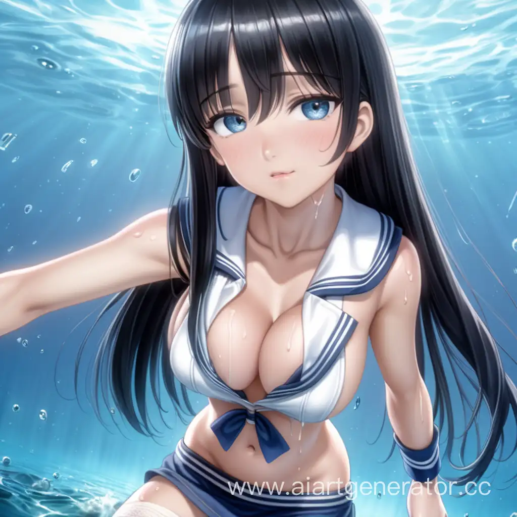 Sailor-Girl-in-Wet-Sailor-Uniform-Provocative-Manga-Style-Illustration